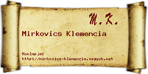 Mirkovics Klemencia névjegykártya